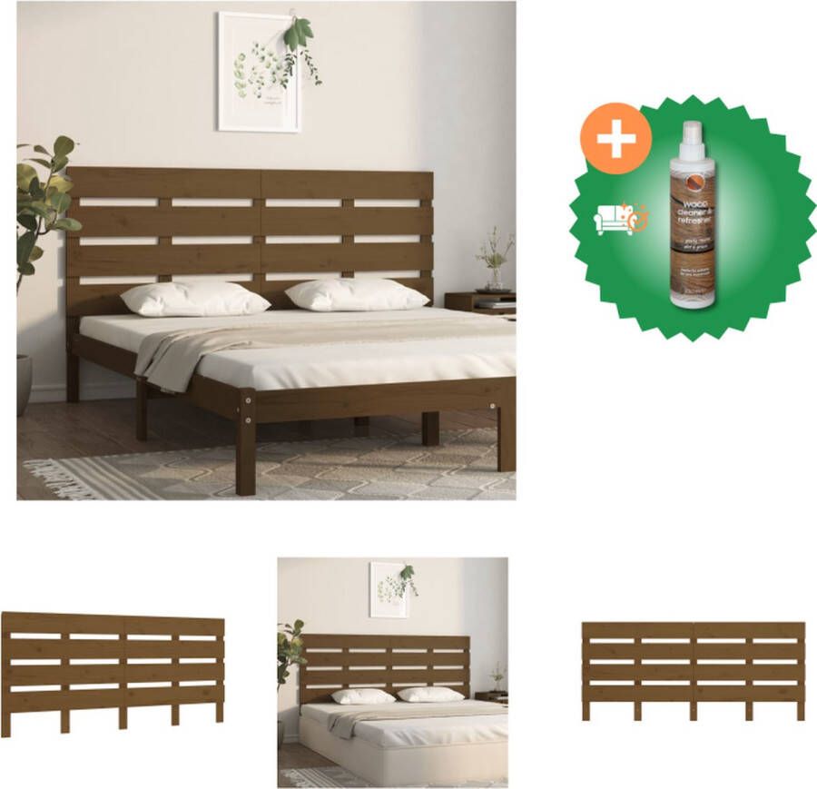 VidaXL Houten Hoofdeinde Trendy Design Hoofdbord 180 x 3 x 80 cm Massief Grenenhout Bedonderdeel Inclusief Houtreiniger en verfrisser