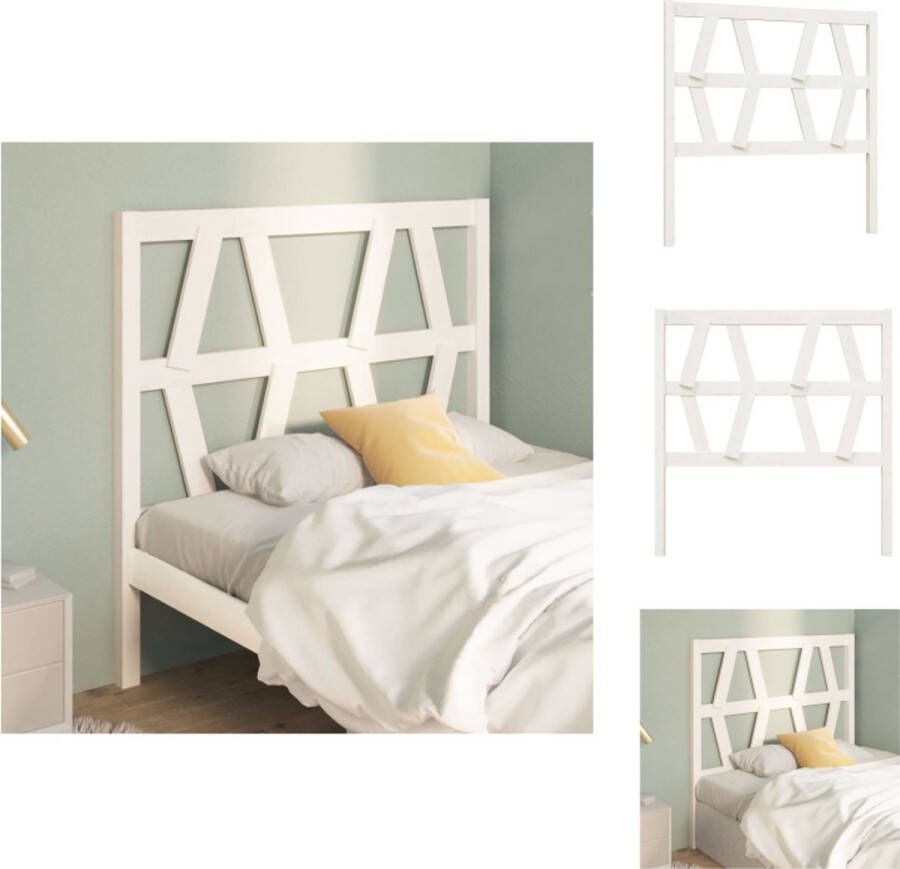 VidaXL Houten Hoofdeinde Trendy Design Hoofdbord Afmetingen- 106 x 4 x 100 cm Ken- Comfortabele ondersteuning Kleur- wit Bedonderdeel
