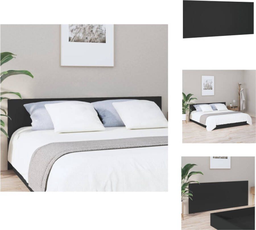 VidaXL Houten Hoofdeinde Trendy Design Hoofdbord Afmetingen- 200 x 1.5 x 80 cm Kleur- Zwart Bedonderdeel