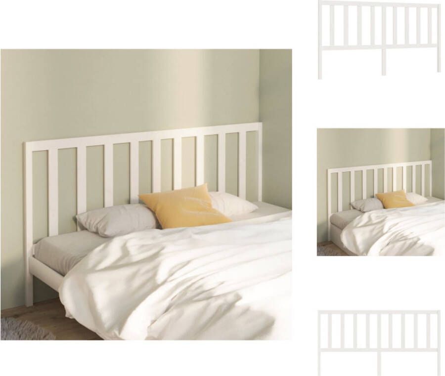 VidaXL Houten Hoofdeinde Trendy Design Hoofdbord Afmetingen- 206 x 4 x 100 cm Kleur- Wit Bedonderdeel