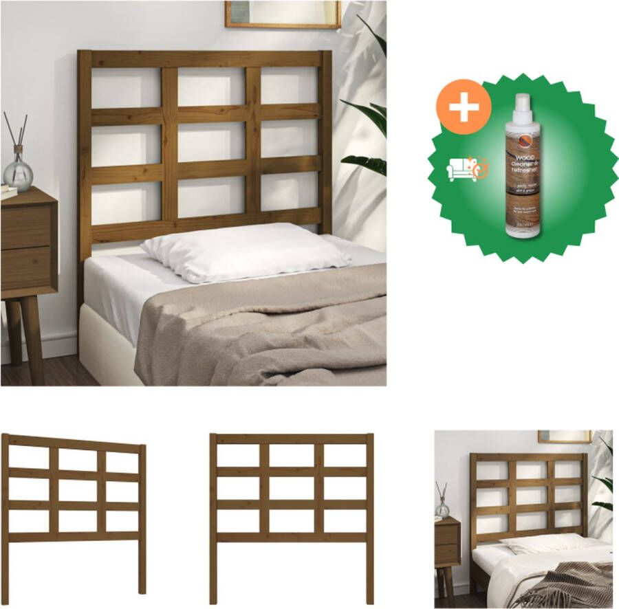 VidaXL Houten Hoofdeinde Trendy Design Hoofdbord Afmetingen- 95.5 x 4 x 100 cm Kleur- Honingbruin Bedonderdeel Inclusief Houtreiniger en verfrisser - Foto 2