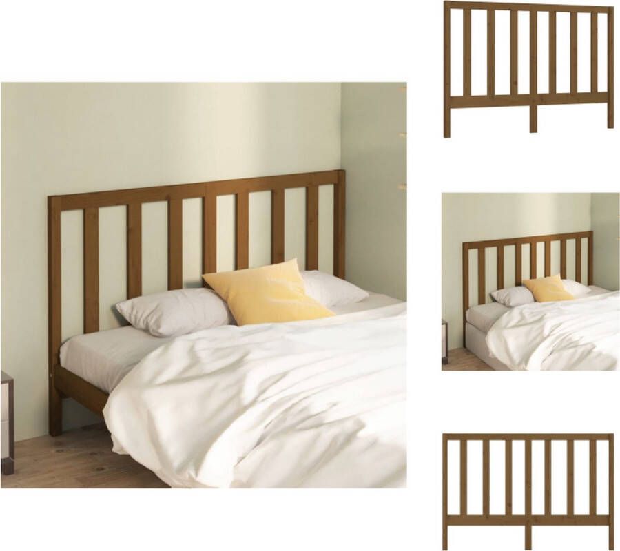 VidaXL Houten Hoofdeinde Trendy Design Hoofdbord voor Bed 141 x 4 x 100 cm Ken- Klassieke uitstraling Kleur- honingbruin Bedonderdeel