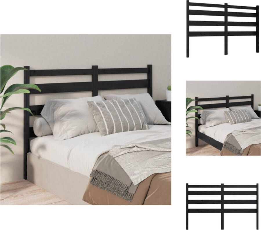 VidaXL Houten Hoofdeinde Trendy Design Hoofdbord voor Bedframe 146x4x100 cm Zwart Bedonderdeel