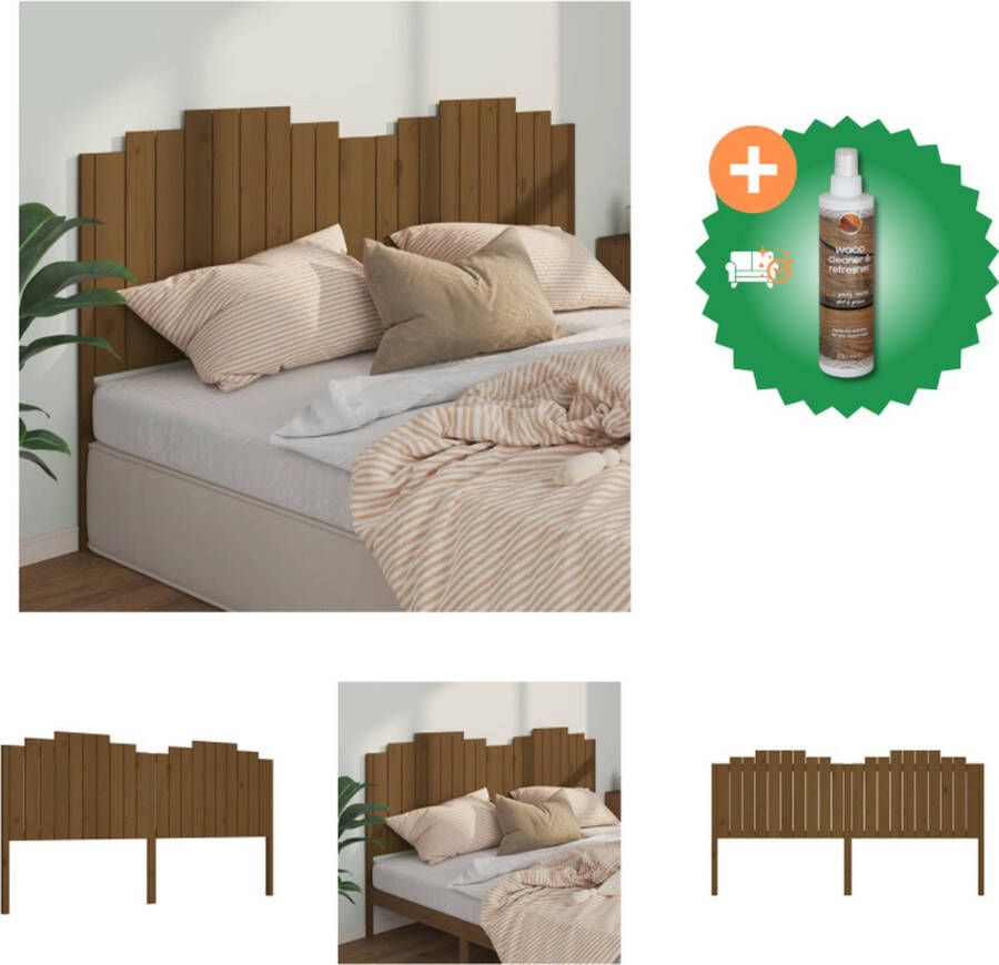 VidaXL Houten Hoofdeinde Trendy Hoofdbord Afmetingen- 206 x 4 x 110 cm Kleur- Honingbruin Bedonderdeel Inclusief Houtreiniger en verfrisser