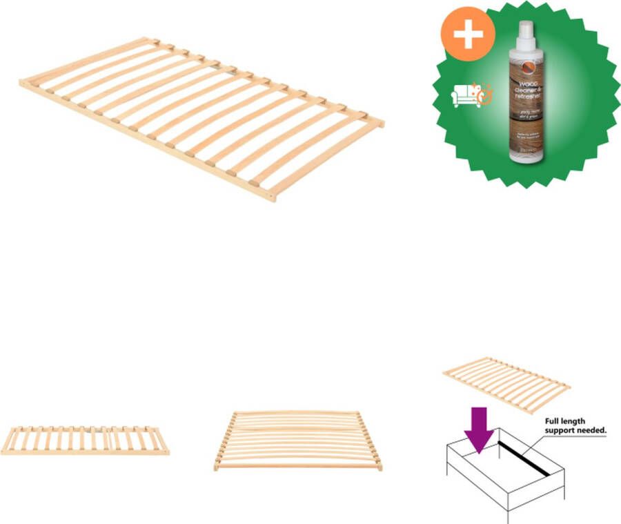 VidaXL Houten Lattenbodem 195 x 120 x 5 cm Antraciet rubberen dop Massief beukenhout Bed Inclusief Houtreiniger en verfrisser