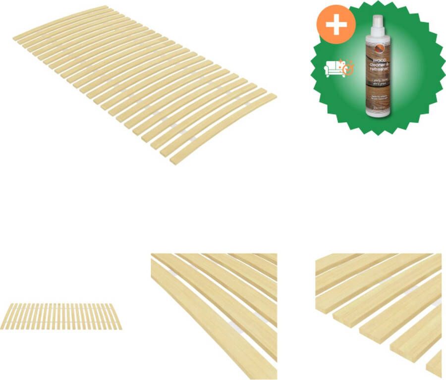 VidaXL Houten lattenbodem 200 x 100 cm massief populierenhout Bed Inclusief Houtreiniger en verfrisser