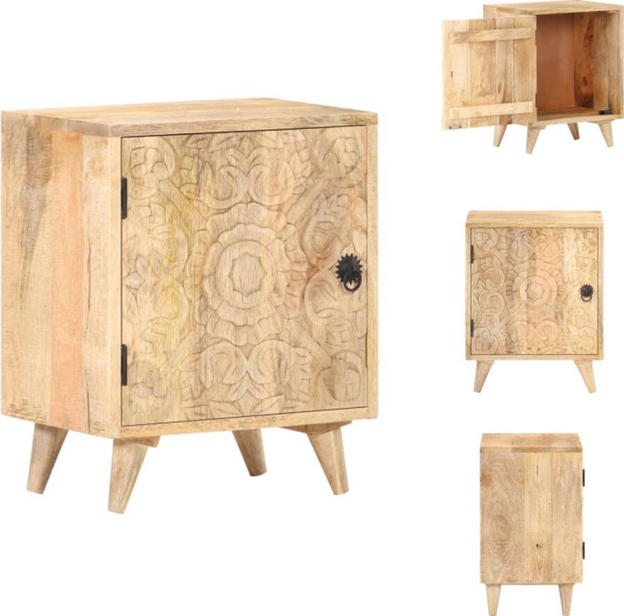 VidaXL Nachtkastje Nachtkastjes Kastje Kastjes Nachtkastje bewerkt 40x30x50 cm massief mangohout