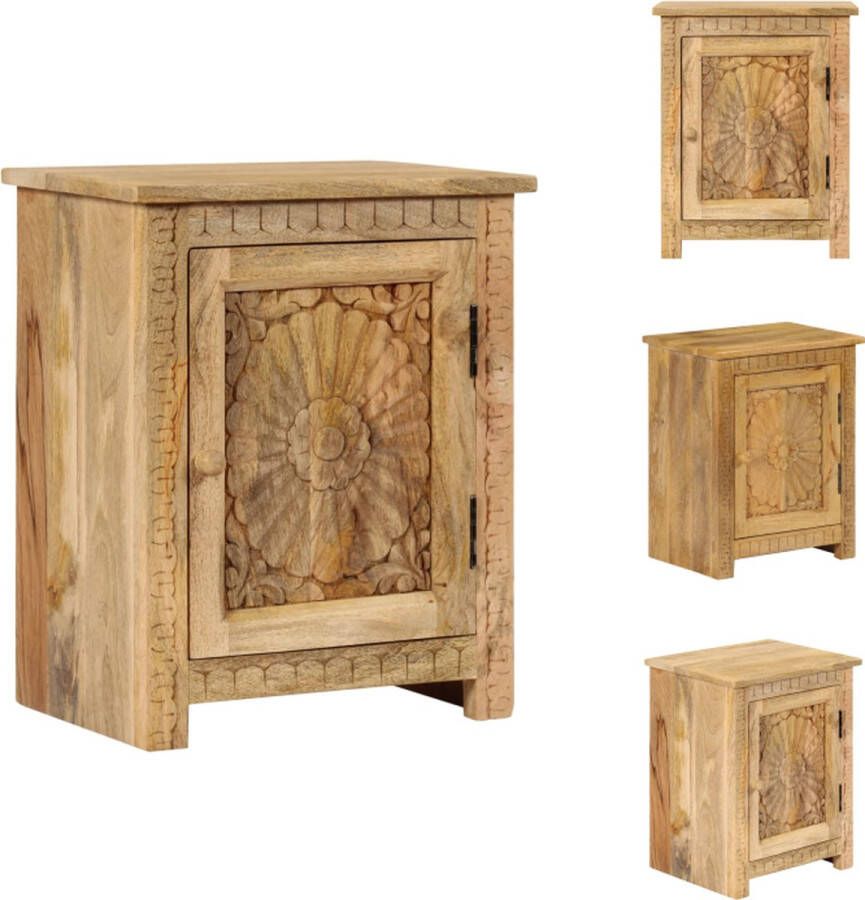 VidaXL Houten Nachtkastje Massief Mangohout 40 x 30 x 50 cm Met 1 kastje Kast