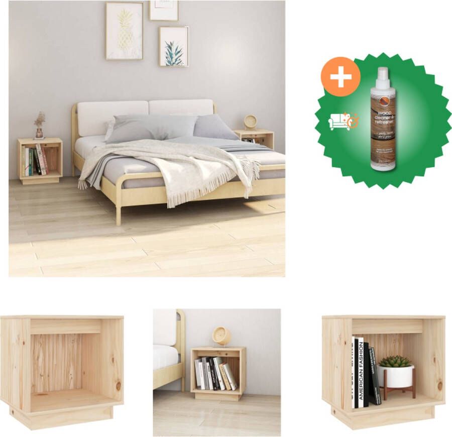VidaXL Houten Nachtkastjes Massief grenenhout 40x30x40 cm Set van 2 Kast Inclusief Houtreiniger en verfrisser