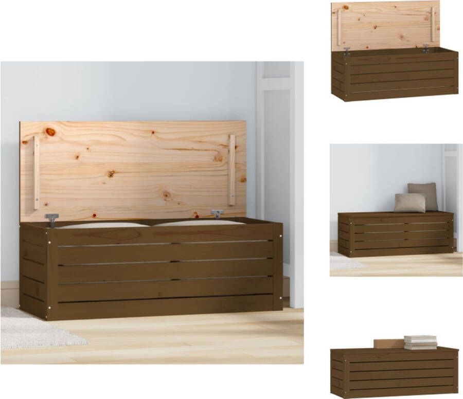 vidaXL Houten Opbergdoos 89 x 36.5 x 33 cm Massief Grenenhout Kast