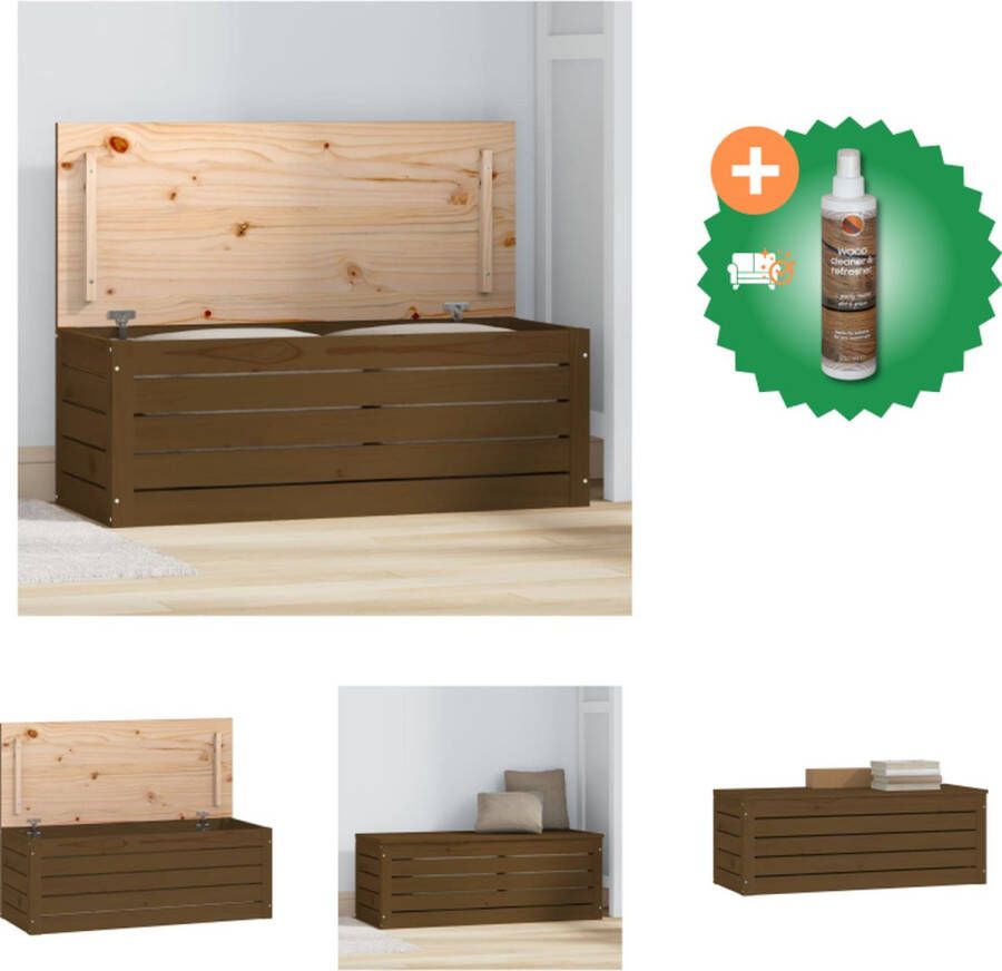VidaXL Opbergbox honingbruin 89x36-5x33 cm massief grenenhout Kast Inclusief Houtreiniger en verfrisser