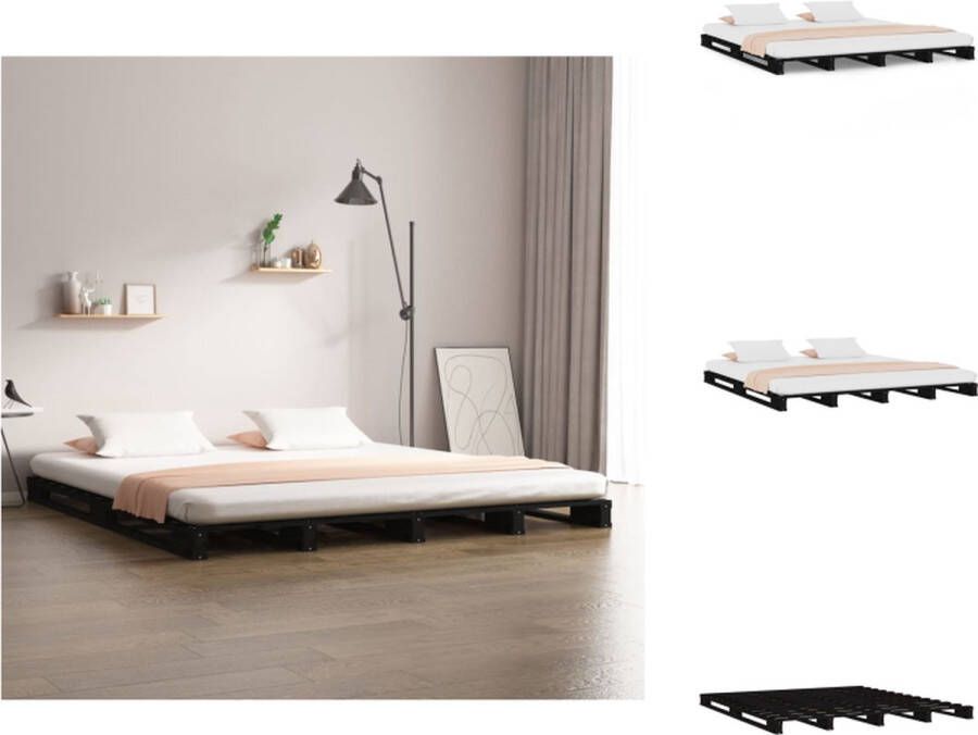 VidaXL Palletbed Palletbedden Bed Slaapkamermeubel Palletbed massief grenenhout zwart 120x200 cm - Foto 2