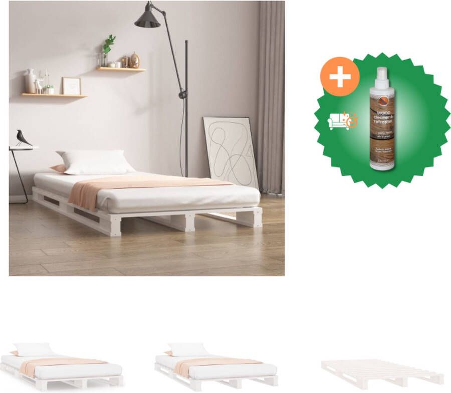 VidaXL Palletbed massief grenenhout wit 75x190 cm 2FT6 Small Single Bed Inclusief Houtreiniger en verfrisser