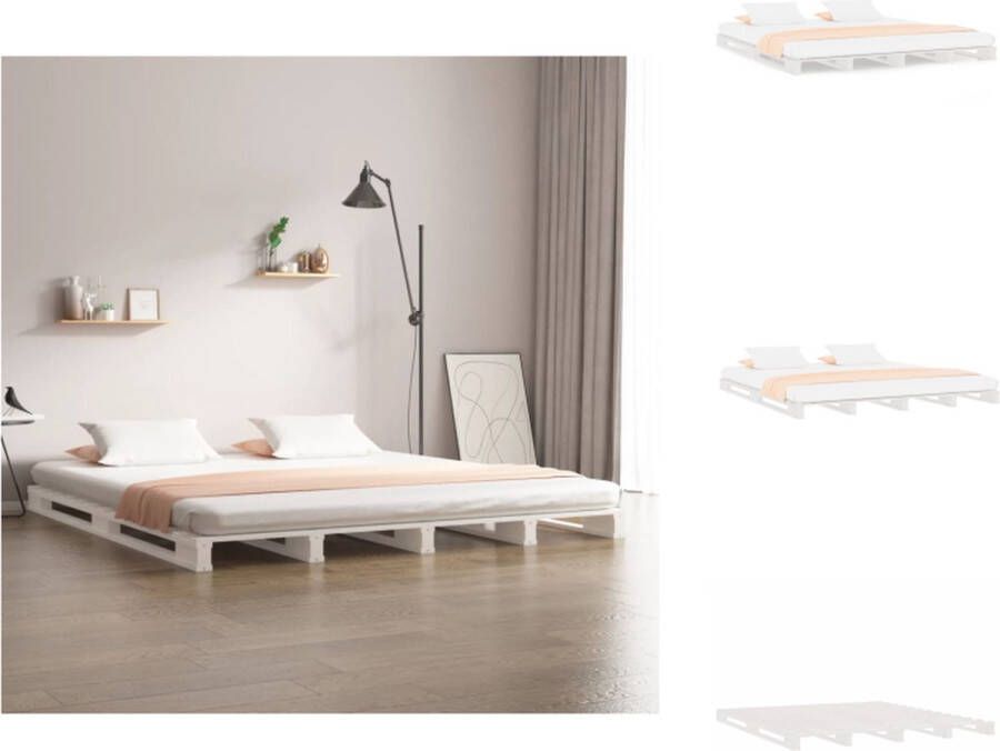 VidaXL Palletbed Palletbedden Bed Slaapkamermeubel Palletbed massief grenenhout wit 160x200 cm - Foto 2