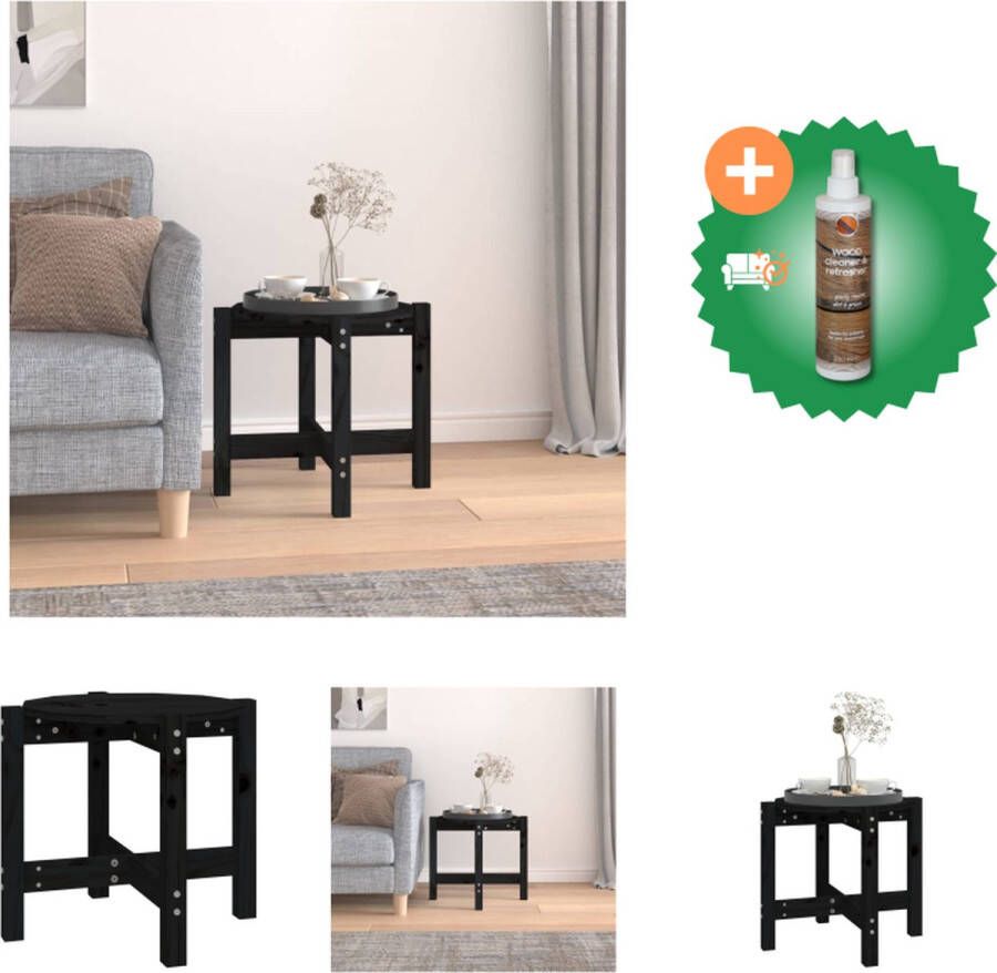 VidaXL Houten Salontafel Ø52.5 x H45 cm Massief Grenenhout Zwart Tafel Inclusief Houtreiniger en verfrisser