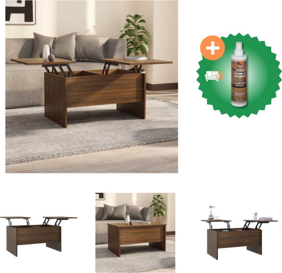 VidaXL Salontafel 80x50x42-5 cm bewerkt hout bruineikenkleurig Tafel Inclusief Houtreiniger en verfrisser