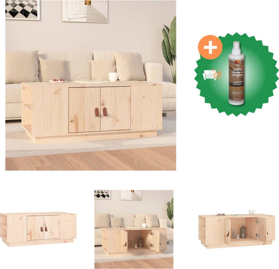 VidaXL Salontafel Grenenhout 100 x 50 x 41 cm Met lades en schappen Tafel Inclusief Houtreiniger en verfrisser