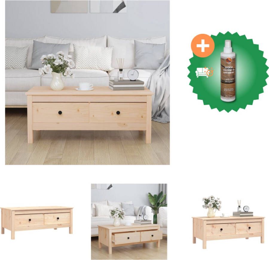 VidaXL Salontafel 100x50x40 cm massief grenenhout Tafel Inclusief Houtreiniger en verfrisser
