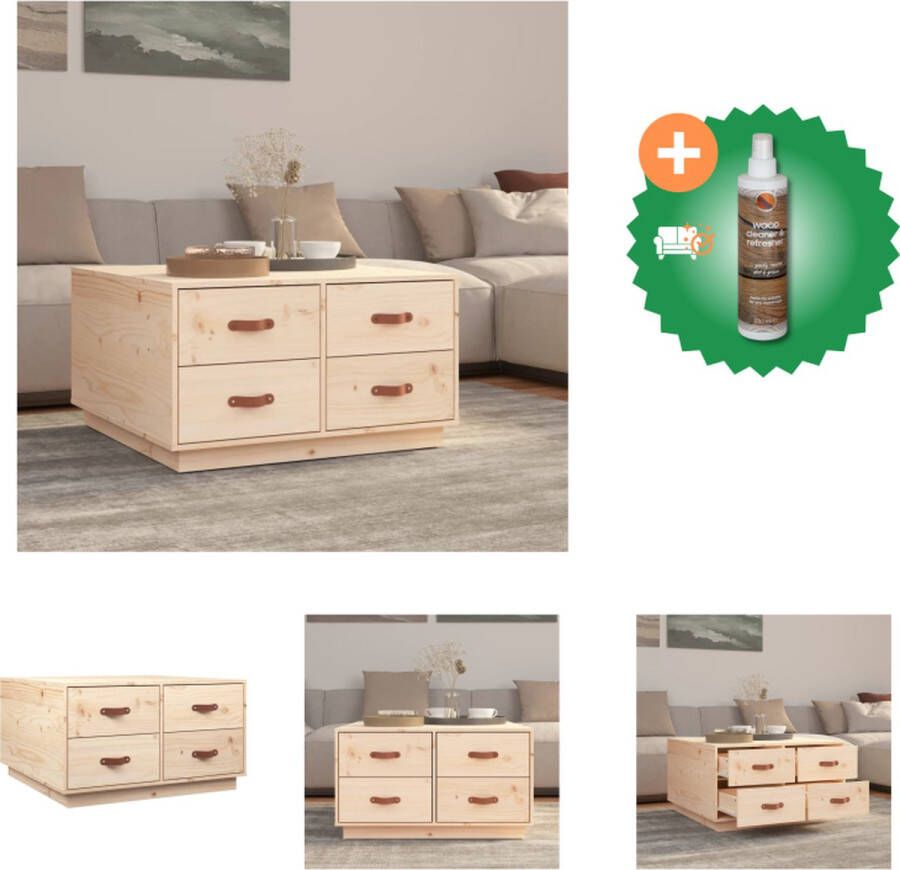 VidaXL Salontafel 80x80x45 cm massief grenenhout Tafel Inclusief Houtreiniger en verfrisser