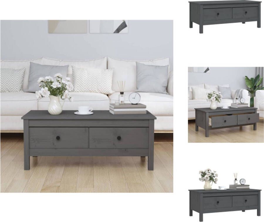 VidaXL Salontafel Salontafels Tafel Bijzettafel Salontafel 100x50x40 cm massief grenenhout grijs