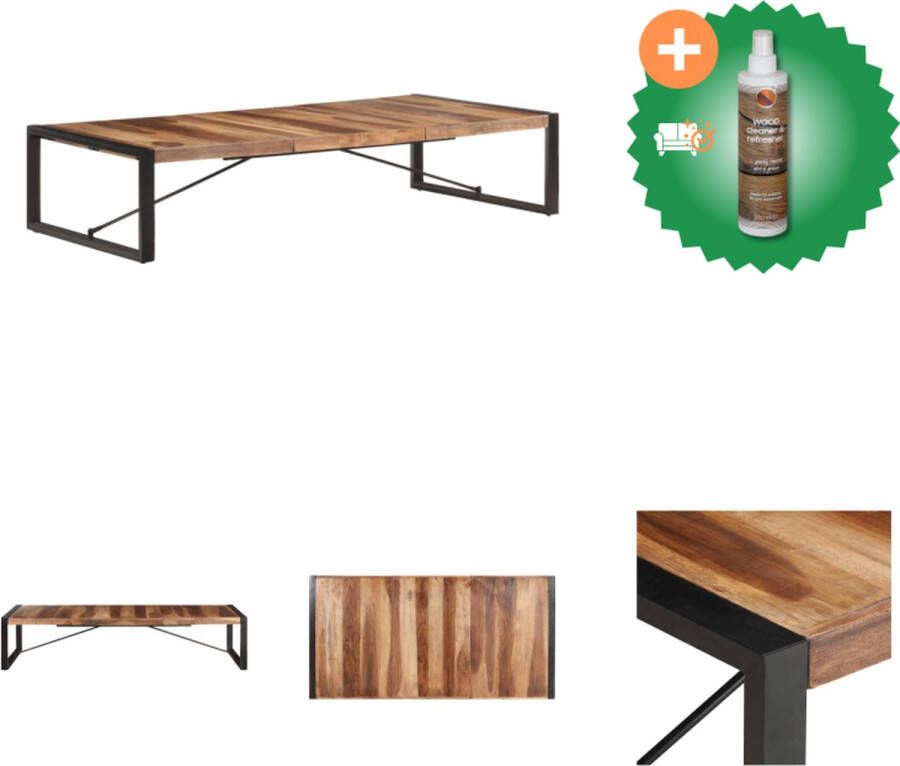 VidaXL Houten Salontafel Industriële Stijl 180 x 90 x 40 cm Massief Acaciahout Rubberwood Sheesham Afwerking Tafel Inclusief Houtreiniger en verfrisser