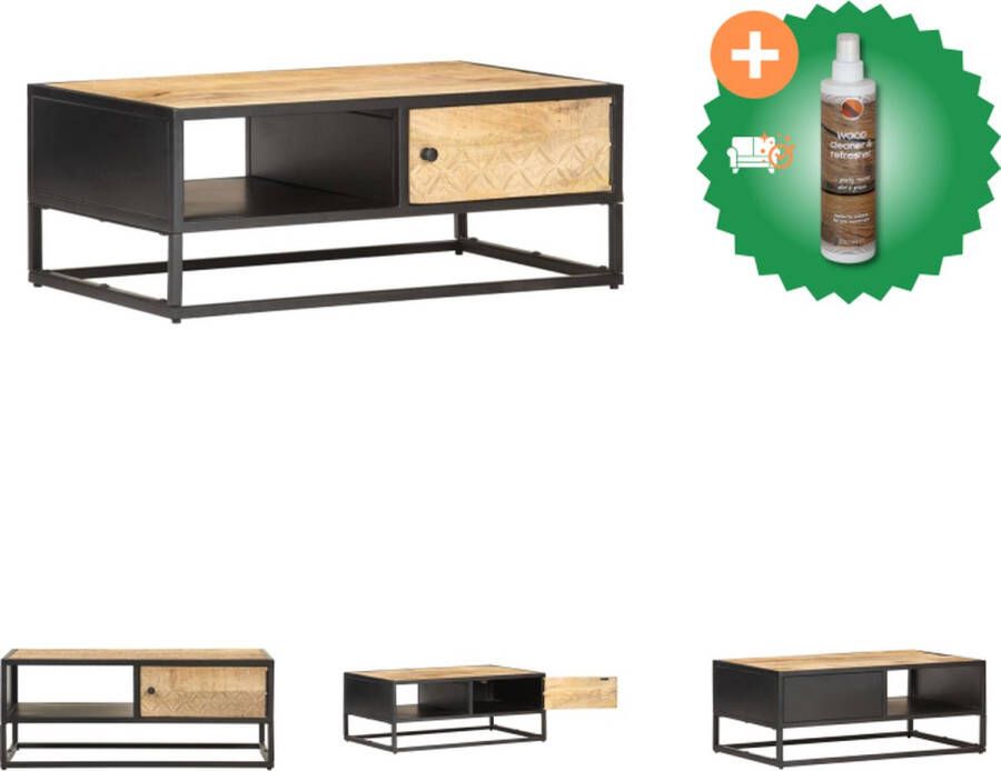 VidaXL Houten Salontafel Industriële Stijl Mangohout 90x55x36 cm Tafel Inclusief Houtreiniger en verfrisser