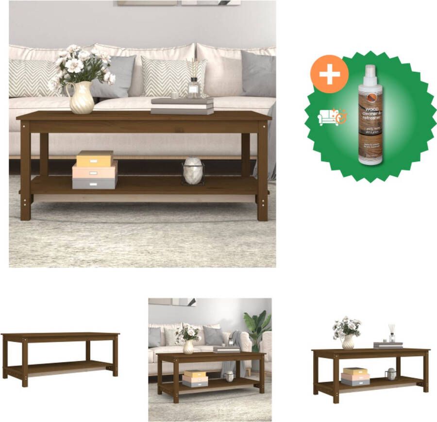 VidaXL Houten Salontafel Massief Grenenhout 110 x 55 x 45 cm Honingbruin Tafel Inclusief Houtreiniger en verfrisser