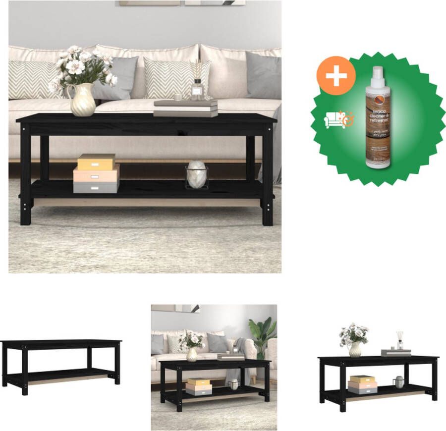VidaXL Houten salontafel massief grenenhout 110 x 55 x 45 cm zwart Tafel Inclusief Houtreiniger en verfrisser