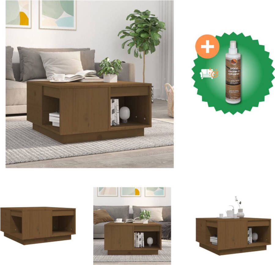 VidaXL Houten Salontafel Massief Grenenhout Bijzettafel 60 x 61 x 32.5 cm Tafel Inclusief Houtreiniger en verfrisser