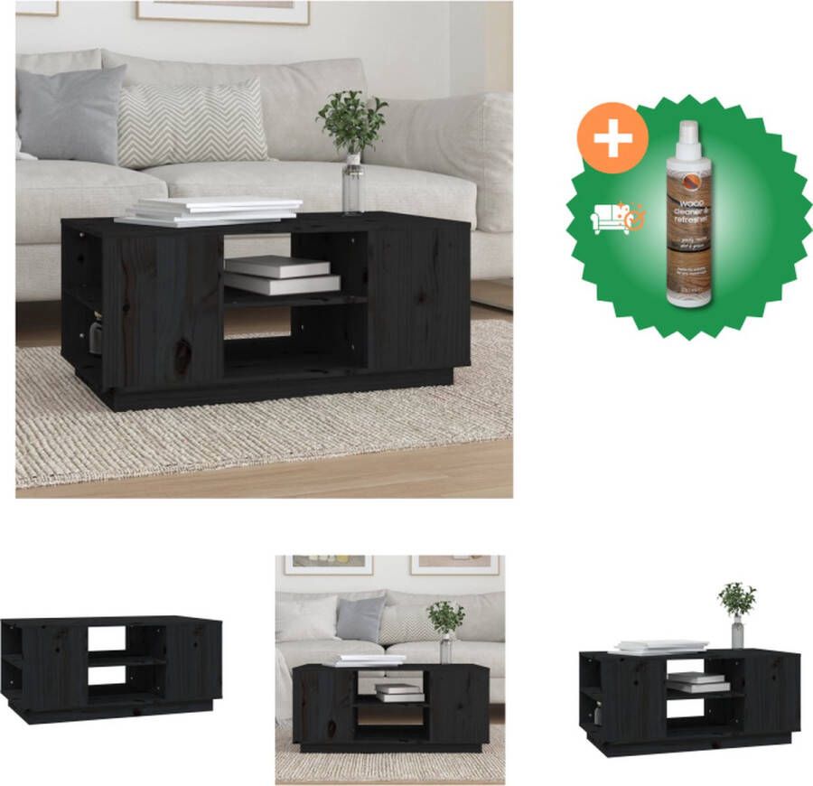 VidaXL Houten Salontafel Massief grenenhout Bijzettafel met 6 vakken Stevig tafelblad 90 x 49 x 40.5 cm Tafel Inclusief Houtreiniger en verfrisser