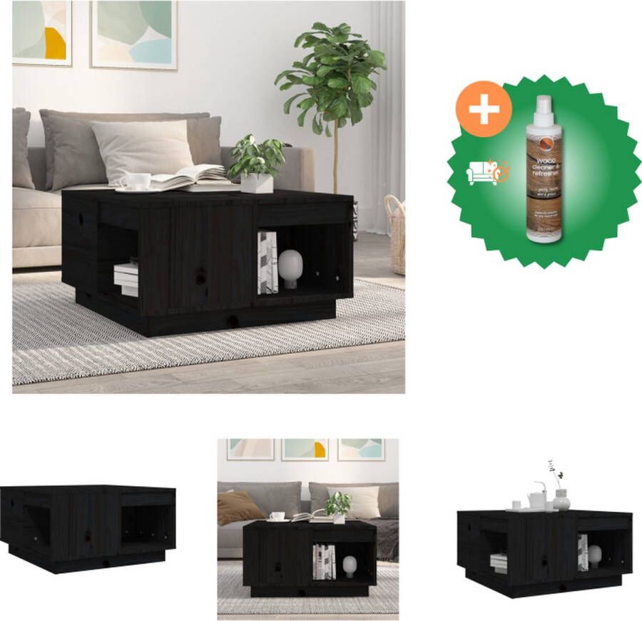 VidaXL Houten Salontafel Massief Grenenhout Bijzettafel met Stabiel Frame Voldoende Opbergruimte Ruim Tafelblad Zwart 60 x 61 x 32.5 cm Tafel Inclusief Houtreiniger en verfrisser