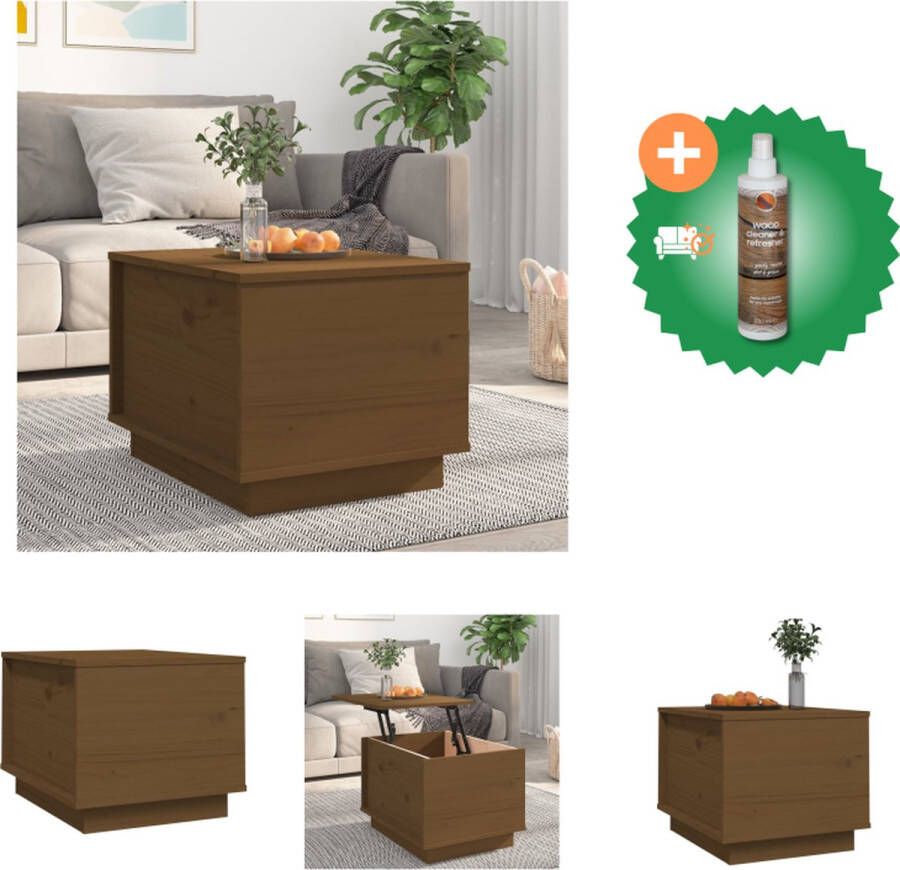 VidaXL Houten Salontafel Massief Grenenhout Lift-top Voldoende opbergruimte Stabiel frame Honingbruin 40 x 50 x 35 cm Tafel Inclusief Houtreiniger en verfrisser