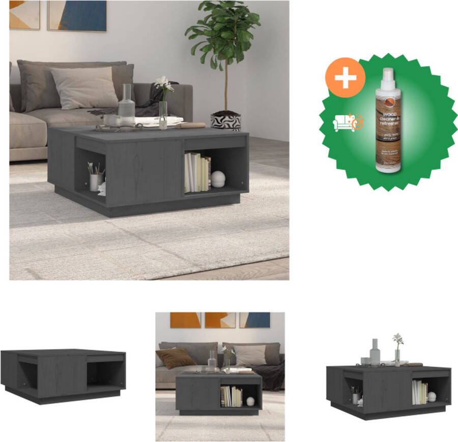 VidaXL Houten Salontafel Trendy Bijzettafel 80 x 81 x 36.5 cm Massief Grenenhout Tafel Inclusief Houtreiniger en verfrisser