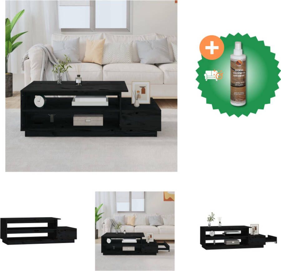 VidaXL Houten Salontafel Zwart Massief Grenenhout 120 x 50 x 40.5 cm Tafel Inclusief Houtreiniger en verfrisser