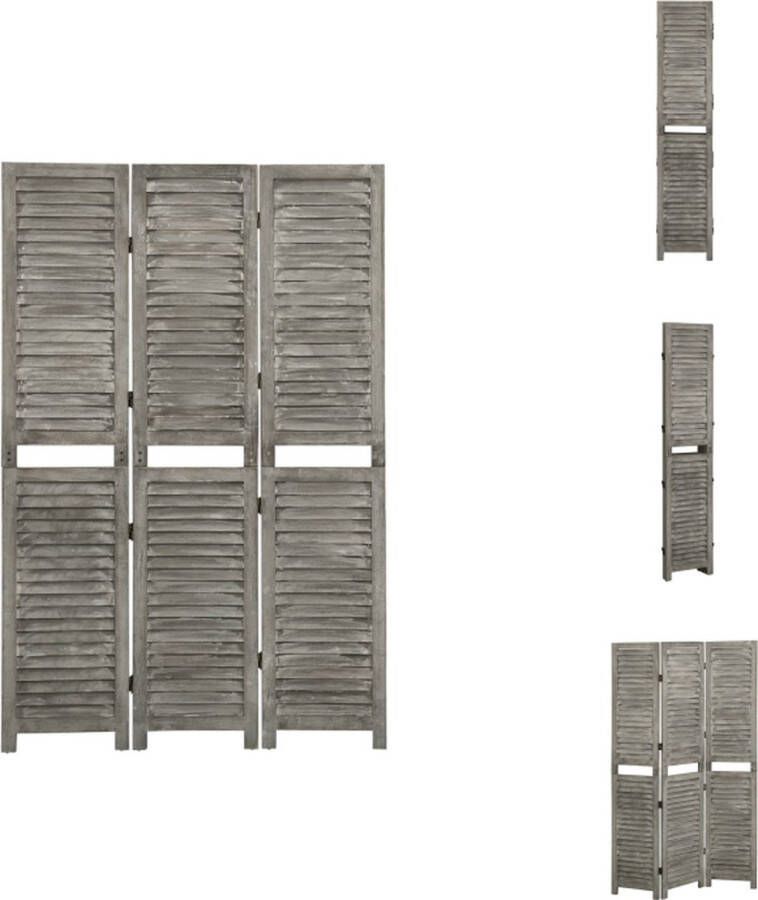 VidaXL Kamerscherm Kamerschermen Privacyscherm Klapscherm Kamerscherm met 3 panelen 106-5x166 cm massief hout grijs