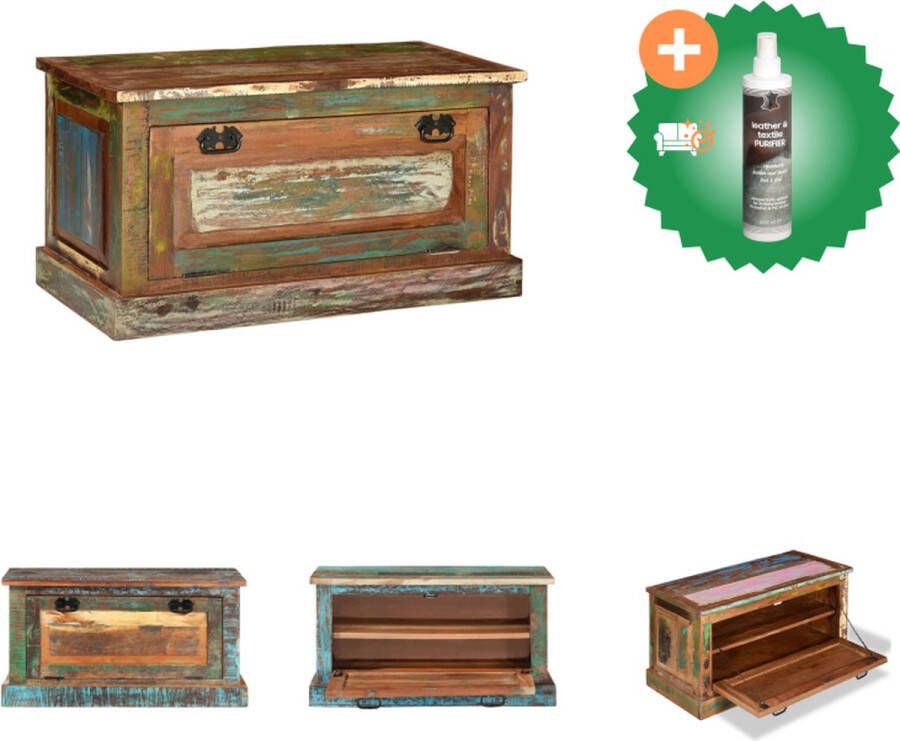 VidaXL Houten Schoenenbank Halbank 85x40x45cm Gerecycled Hout Hocker Inclusief Reiniger