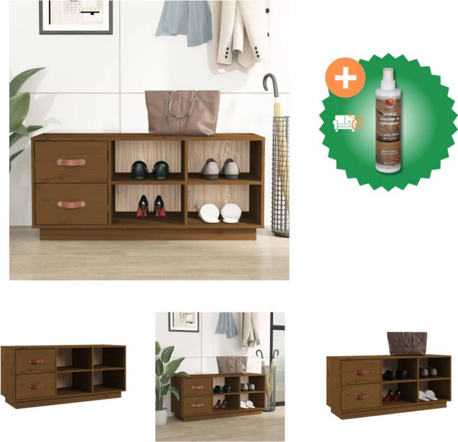 VidaXL Houten Schoenenkast Gang 100 x 34 x 45 cm Massief grenenhout Schoenenkast Inclusief Houtreiniger en verfrisser