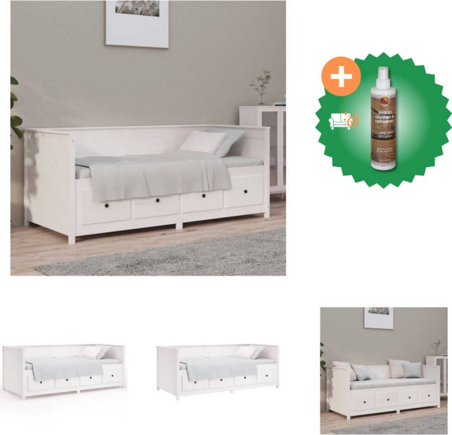 VidaXL Houten Slaapbank Grenenhout Opbergruimte Wit 197.5 x 82 x 80 cm Matras Niet Inbegrepen Bed Inclusief Houtreiniger en verfrisser - Foto 2