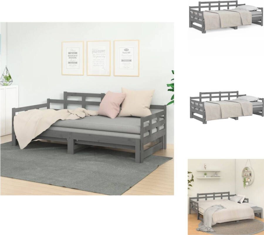 vidaXL Houten Slaapbank Grijs 193.5 x 96 cm Massief Grenenhout Bed