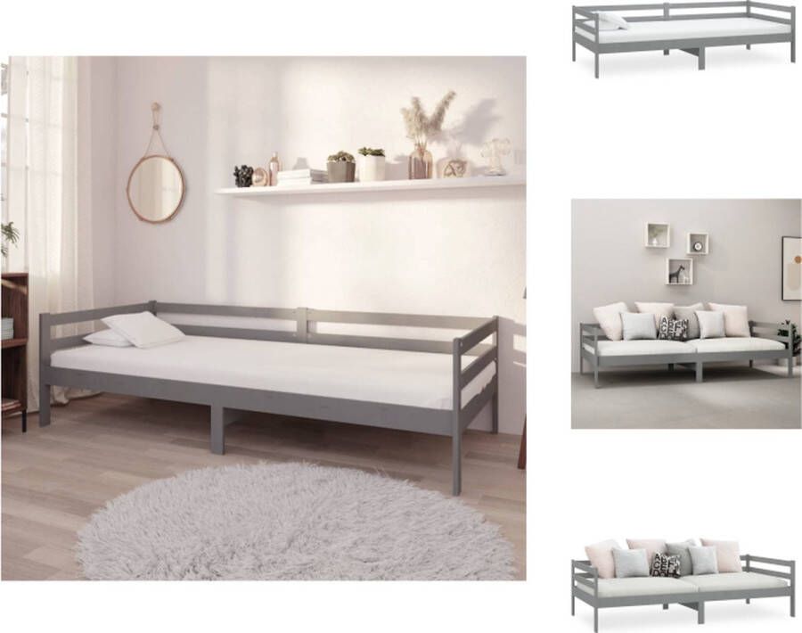 VidaXL Houten Slaapbank Grijs Massief Grenenhout 204 x 98 x 70 cm Logeerbed Bank 90 x 200 cm Matras Bed - Foto 2