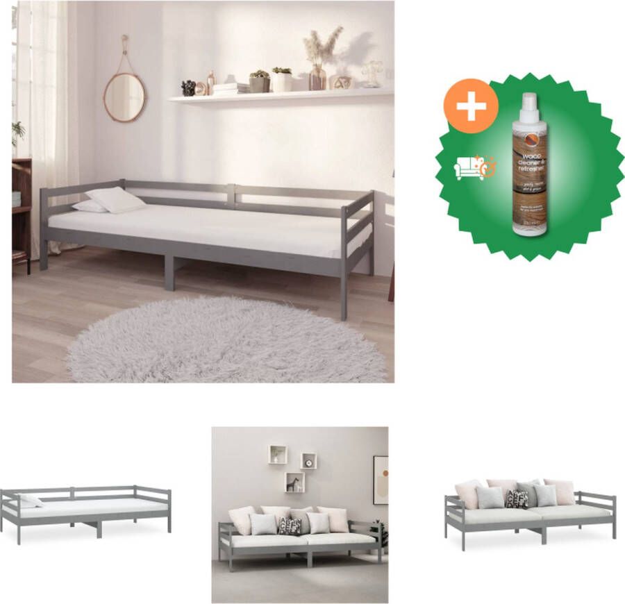 VidaXL Houten Slaapbank Grijs Massief Grenenhout 204 x 98 x 70 cm Logeerbed Bank 90 x 200 cm Matras Bed Inclusief Houtreiniger en verfrisser - Foto 2