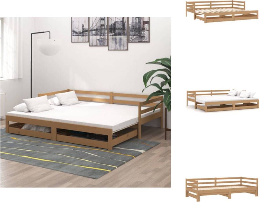 vidaXL Houten Slaapbank Honingbruin 203 x 184 x 56 cm Massief grenenhout Bed