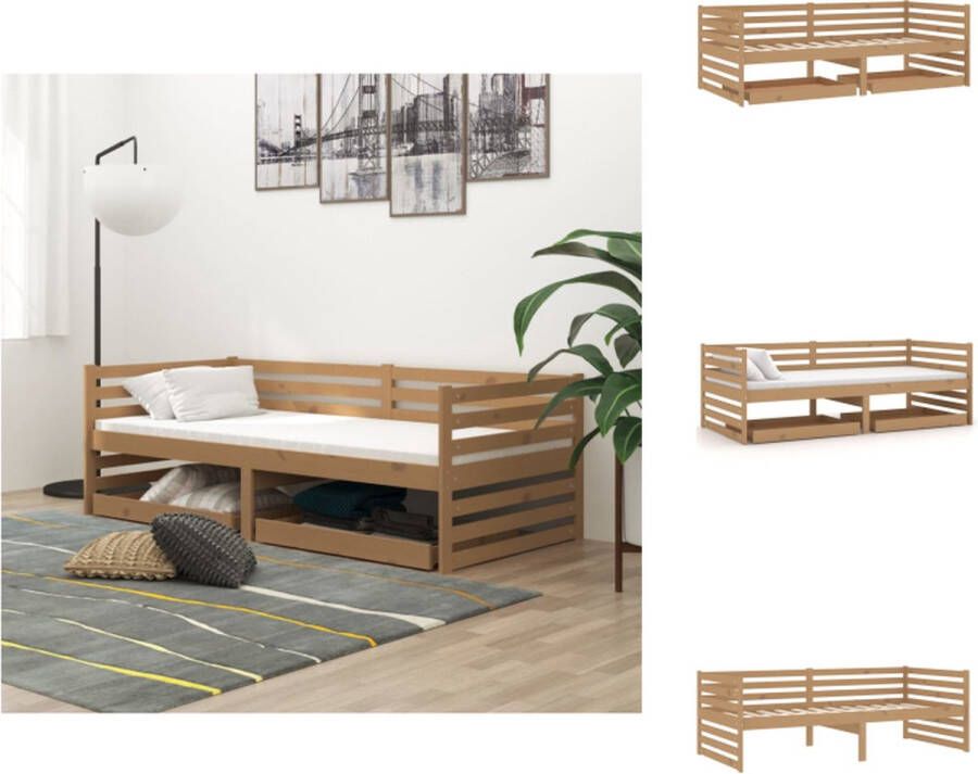 vidaXL Houten Slaapbank Honingbruin 203x98x68 cm Massief grenenhout Bed