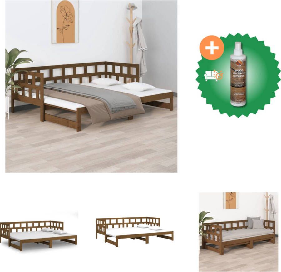 vidaXL Houten Slaapbank Logeerbed 204x181x69 cm Grenenhout Honingbruin Bed Inclusief Houtreiniger en verfrisser