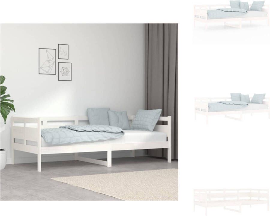 vidaXL Houten Slaapbank Logeerbed en Bank Wit 203.5 x 96.5 x 66 cm Geschikt voor 90 x 200 cm Matras Montage vereist Bed