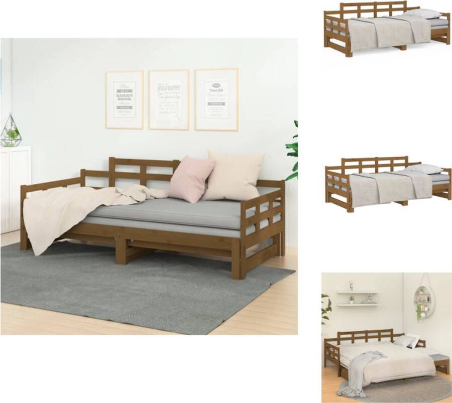 VidaXL Houten Slaapbank Massief Grenen 203.5 x 160 x 76 cm Ruimtebesparend Bed