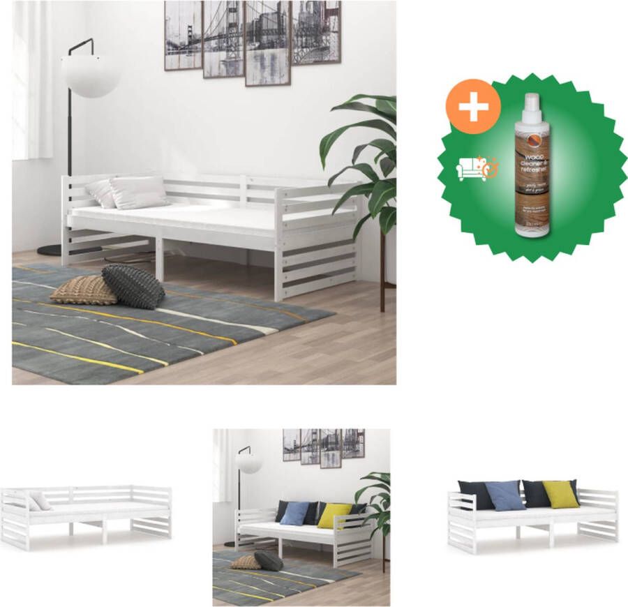 VidaXL Houten Slaapbank Massief grenenhout 203 x 98 x 68 cm Wit Bed Inclusief Houtreiniger en verfrisser