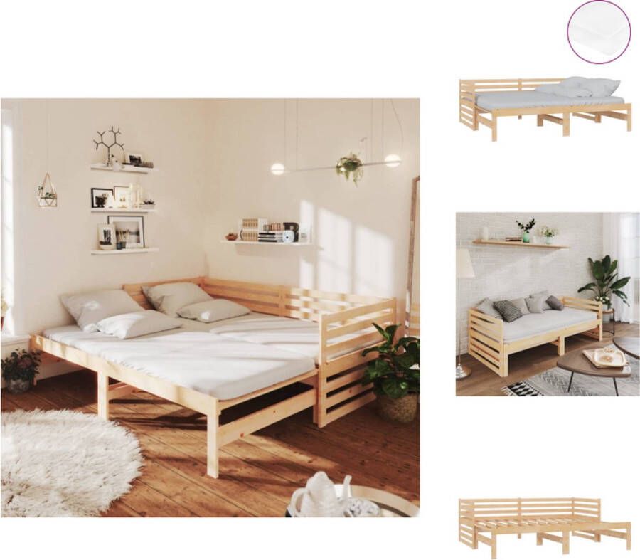 VidaXL Houten Slaapbank Massief grenenhout 203.5 x 185 x 68.5 cm Inclusief 2 matrassen Bed - Foto 1