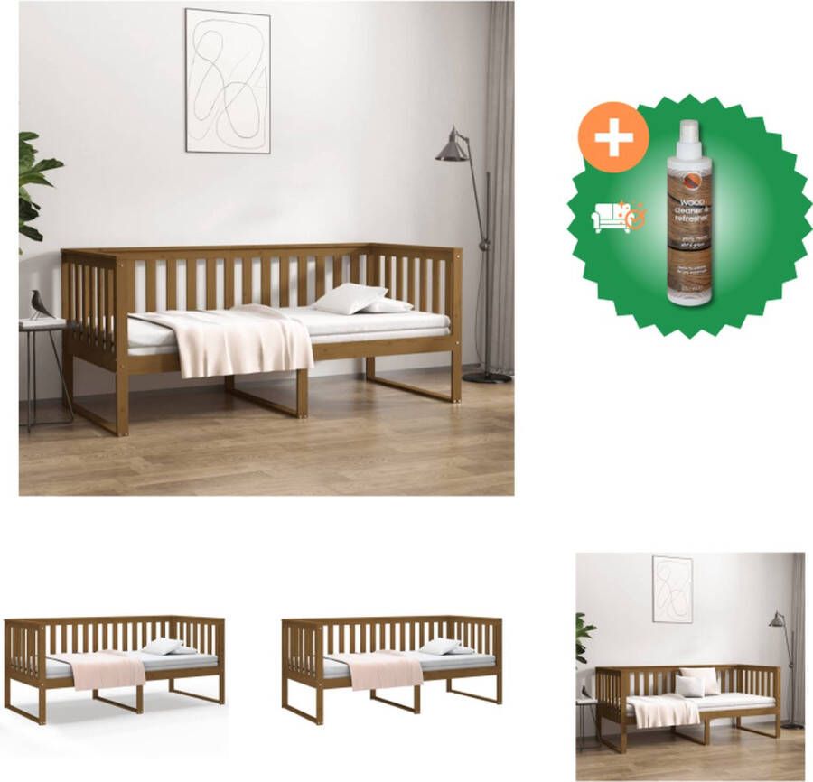 VidaXL Houten Slaapbank Massief Grenenhout 207.5 x 95 x 89.5 cm Honingbruin Bed Inclusief Houtreiniger en verfrisser