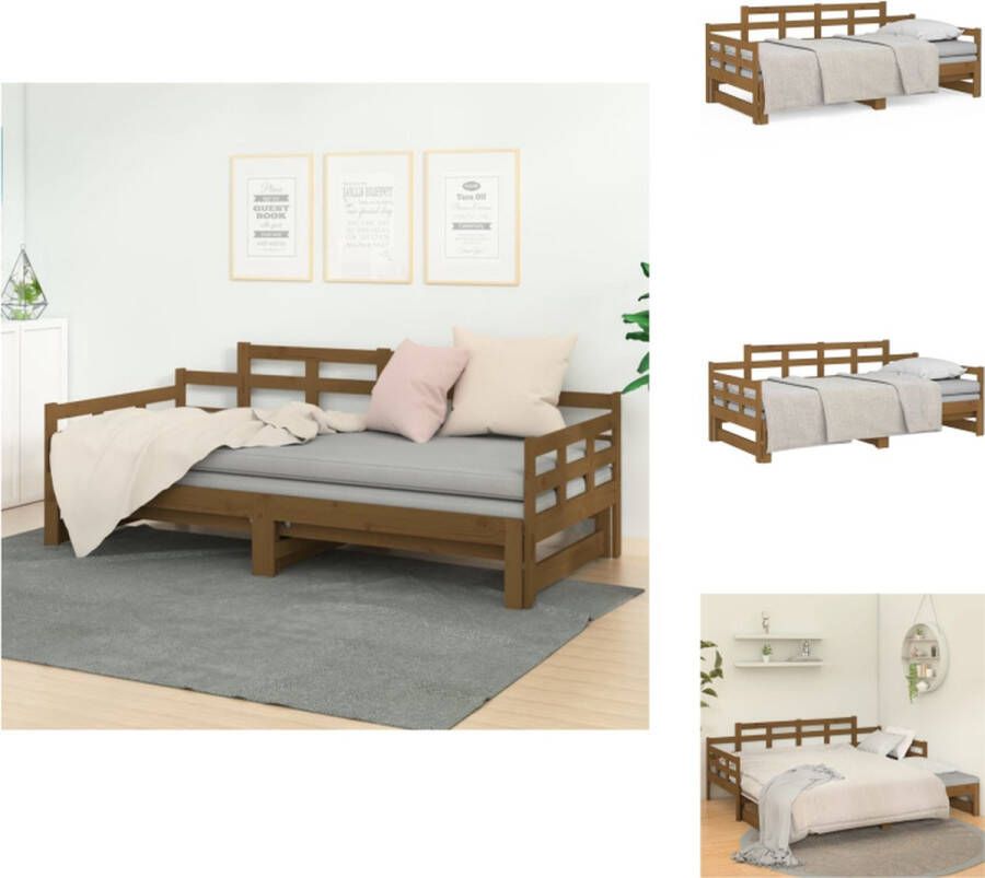 VidaXL Houten Slaapbank Massief Grenenhout Multifunctioneel Ontwerp Ruimtebesparend Honingbruin 193.5 x 181 x 76 cm Bed - Foto 1